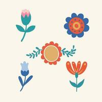 tropical fleurs symbole collection ensemble. social médias poste. floral vecteur illustration.