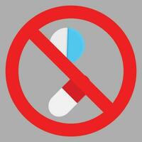 interdire tablette icône plat. Arrêtez drogue symbole, interdire capsule, vecteur illustration