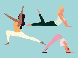 femmes faisant du yoga vecteur