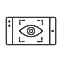 icône de conception de style de ligne mince de technologie de dispositif de surveillance de smartphone vecteur