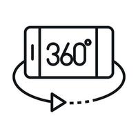 Conception d'icône de style linéaire smartphone vue à 360 degrés vecteur