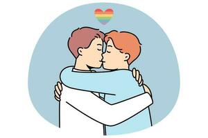 gay couple étreindre et embrasser vecteur