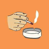 blanc céramique cendrier plein de fume cigarettes. vaisselle pour fumeur. côté voir. vecteur illustration