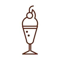 milkshake de restauration rapide avec dîner aux fruits et menu savoureux repas et icône de style de ligne malsaine vecteur