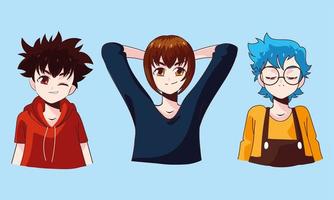 dessin animé masculin manga vecteur