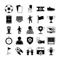 jeu de football trophée ligue tournoi de sports récréatifs jeu d'icônes de style silhouette vecteur