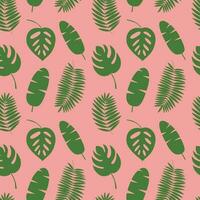 vecteur tropical paume feuilles sans couture modèle. monstera feuille et banane paume feuilles sur rose Contexte