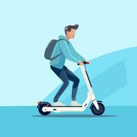 Urbain liberté sur roues - explorer le joie de équitation un électrique scooter par ville des rues. embrasse durable mobilité avec cette énergique vecteur illustration