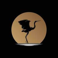 héron oiseau logo, vecteur oiseau en volant cigogne héron, animal silhouette conception, ilustrasi modèle