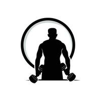 Gym logo, aptitude santé vecteur, muscle faire des exercices silhouette conception, aptitude club vecteur