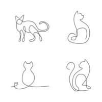 chat Célibataire ligne ensemble logo icône conception illustration vecteur