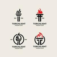 torche lettre t ensemble logo icône conception illustration vecteur