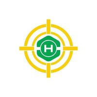 héliport icône logo vecteur illustration conception modèle.