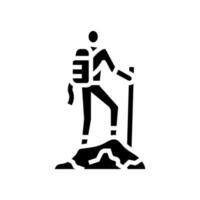 alpiniste sur le Haut aventure glyphe icône vecteur illustration