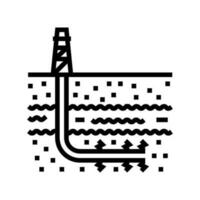 hydraulique fracturation pétrole ingénieur ligne icône vecteur illustration