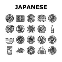 Japonais nourriture asiatique repas Icônes ensemble vecteur