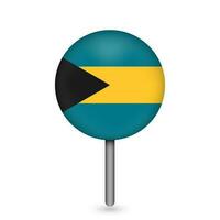 pointeur de carte avec contry bahamas. drapeau des bahamas. illustration vectorielle. vecteur