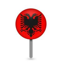 pointeur de carte avec contry albanie. drapeau albanie. illustration vectorielle. vecteur