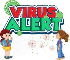 police d'alerte de virus en style cartoon avec une fille regarde son ami éternuement isolé sur fond blanc vecteur
