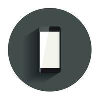 téléphone intelligent avec blanc écran plat icône. ordinateur réaliste vecteur illustration avec longue ombre.