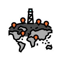 pétrole champ cartographie pétrole ingénieur Couleur icône vecteur illustration