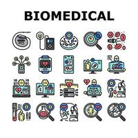 biomédical médical science Icônes ensemble vecteur