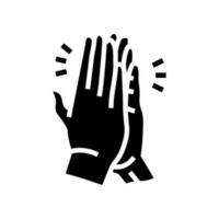 haute cinq mains glyphe icône vecteur illustration