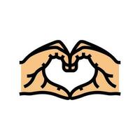 mains spectacle cœur Couleur icône vecteur illustration