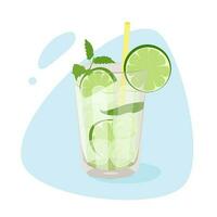 été, agrumes limonade avec la glace cubes. vecteur illustration.