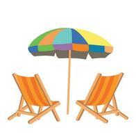 illustration de plage chaises avec parapluie vecteur