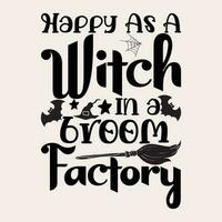 content comme une sorcière dans une balai usine, sorcière Halloween vecteur