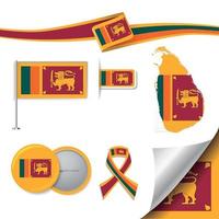 drapeau du sri lanka avec des éléments vecteur