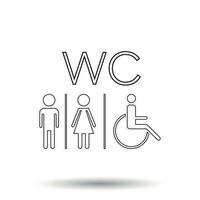 toilettes, toilette ligne vecteur icône . Hommes et femmes signe pour salle de repos sur blanc Contexte.