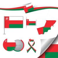 drapeau oman avec des éléments vecteur