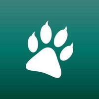 patte impression icône vecteur illustration sur vert Contexte. chien, chat, ours patte symbole plat pictogramme.
