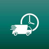 livraison 24h un camion avec l'horloge vecteur illustration. 24 heures vite livraison un service livraison icône. Facile plat pictogramme pour entreprise, commercialisation ou mobile app l'Internet concept