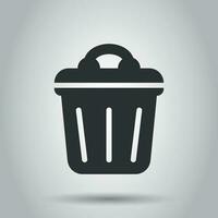 poubelle poubelle des ordures icône dans plat style. poubelle seau vecteur illustration sur blanc Contexte. des ordures panier affaires concept.