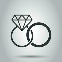 engagement bague avec diamant vecteur icône dans plat style. mariage bijoux bague illustration sur blanc Contexte. romance relation concept.