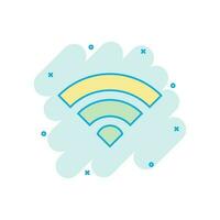 icône internet wifi dans le style comique. pictogramme d'illustration de dessin animé de vecteur de technologie sans fil wi-fi. effet d'éclaboussure du concept d'entreprise réseau wifi.
