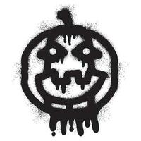 Halloween citrouille tête graffiti avec noir vaporisateur peindre vecteur