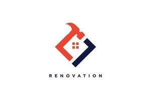 maison logo conception avec rénovation concept vecteur