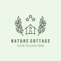 la nature logo chalet ligne minimaliste illustration art blé vecteur