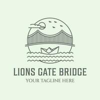 les Lions porte pont logo ligne art minimaliste illustration conception vecteur