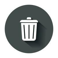 poubelle poubelle des ordures icône dans plat style. poubelle seau vecteur illustration avec longue ombre. des ordures panier affaires concept.