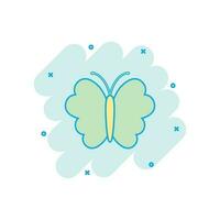 icône de papillon de dessin animé de vecteur dans le style comique. pictogramme d'illustration de signe d'insecte. concept d'effet d'éclaboussure d'affaires de papillon.