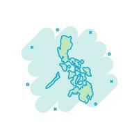 vecteur dessin animé philippines carte icône dans bande dessinée style. philippines signe illustration pictogramme. cartographie carte affaires éclaboussure effet concept.