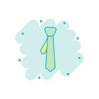 icône de cravate de dessin animé de vecteur dans le style comique. pictogramme d'illustration de signe de cravate. concept d'effet d'éclaboussure d'entreprise de cravate.