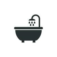 une baignoire douche icône dans plat style. salle de bains hygiène vecteur illustration sur blanc isolé Contexte. une baignoire spa affaires concept.