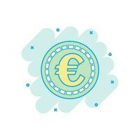 dessin animé coloré euro pièces de monnaie icône dans bande dessinée style. argent pièce de monnaie illustration pictogramme. euro en espèces signe éclaboussure affaires concept. vecteur