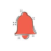 icône de cloche de dessin animé de vecteur dans le style comique. pictogramme d'illustration de concept de sonnette d'alarme. concept d'effet d'éclaboussure d'affaires de clochette.